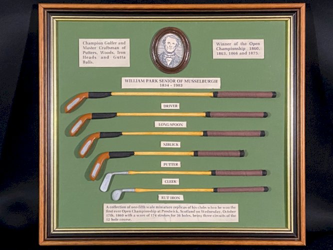 Tableau commémoratif clubs de golf utilisés par William Park Senior Open 1860