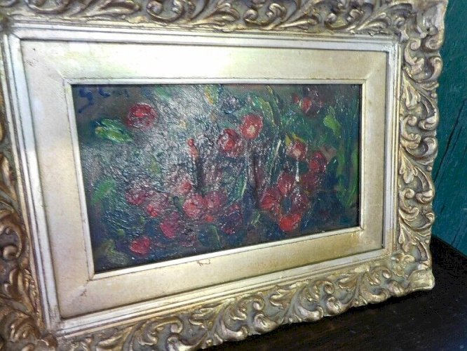 TABLEAU DE FLEURS HUILE SUR PANNEAU N°5