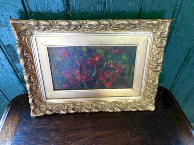 TABLEAU DE FLEURS HUILE SUR PANNEAU N°5