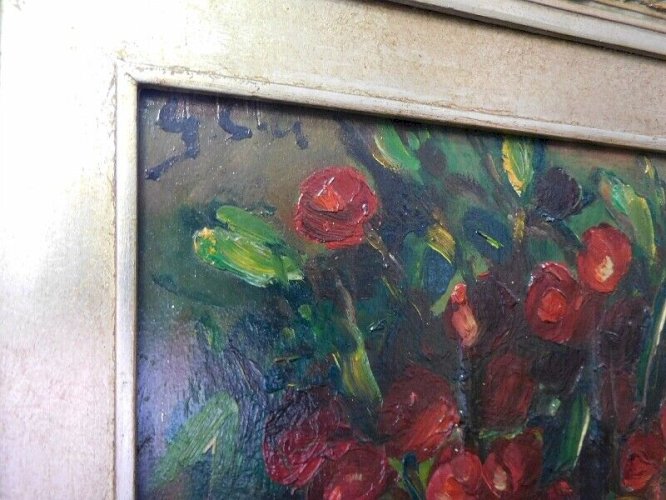 TABLEAU DE FLEURS HUILE SUR PANNEAU N°5