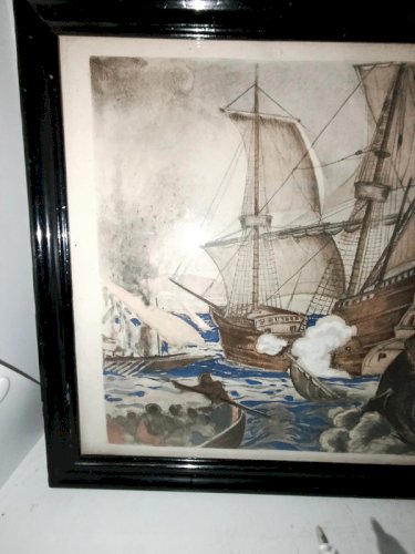 tableau decor marin signé Jean Bouchaud en bon etat