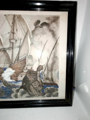 tableau decor marin signé Jean Bouchaud en bon etat