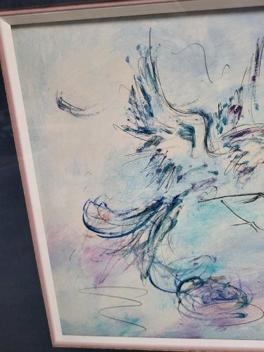TABLEAU DESSIN AQUARELLE BATAILLE DE COQS REF JEREM