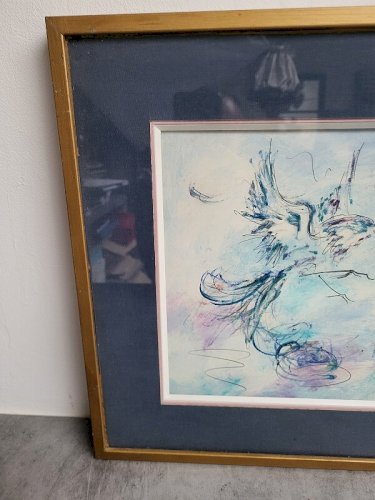 TABLEAU DESSIN AQUARELLE BATAILLE DE COQS REF JEREM