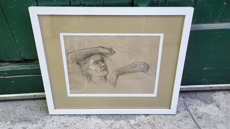 TABLEAU DESSIN AU CRAYON ANONYME