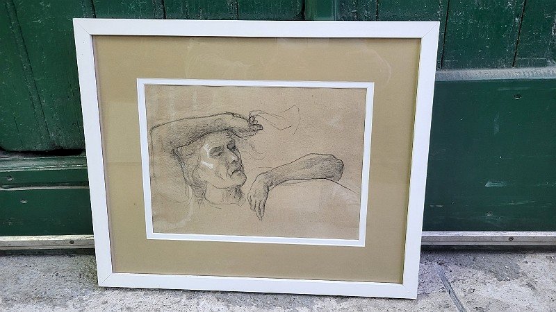 TABLEAU DESSIN AU CRAYON ANONYME