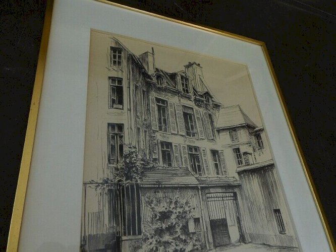 TABLEAU DESSIN AU CRAYON SIGNE