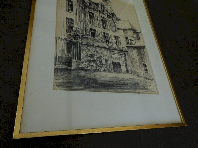 TABLEAU DESSIN AU CRAYON SIGNE