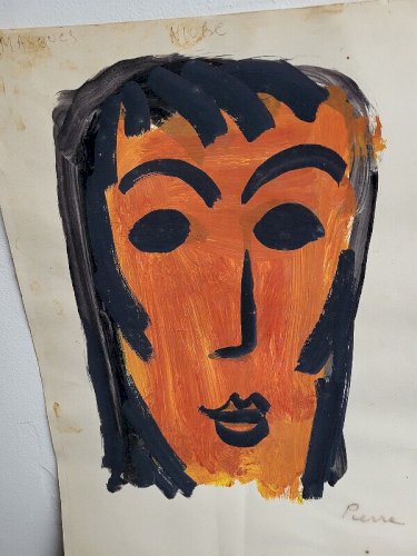 TABLEAU DESSIN DE PIERRE AMBROGIANI MASQUE NIOBE SILENE