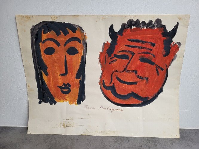 TABLEAU DESSIN DE PIERRE AMBROGIANI MASQUE NIOBE SILENE