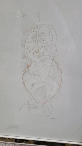 TABLEAU DESSIN SIGNE YANN LE BARILLEC 77