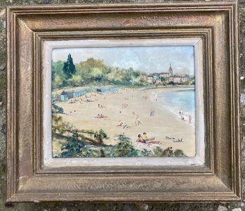 Tableau - Dinard - La plage du Prieuré - Art Naif 