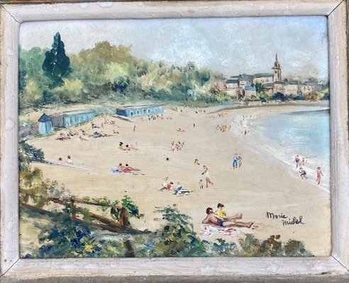 Tableau - Dinard - La plage du Prieuré - Art Naif 