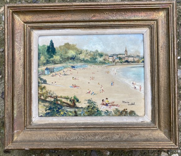 Tableau - Dinard - La plage du Prieuré - Art Naif 