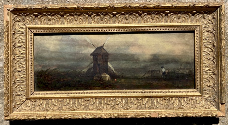 Tableau - Ecole hollandaise - Le moulin et l'enfant 