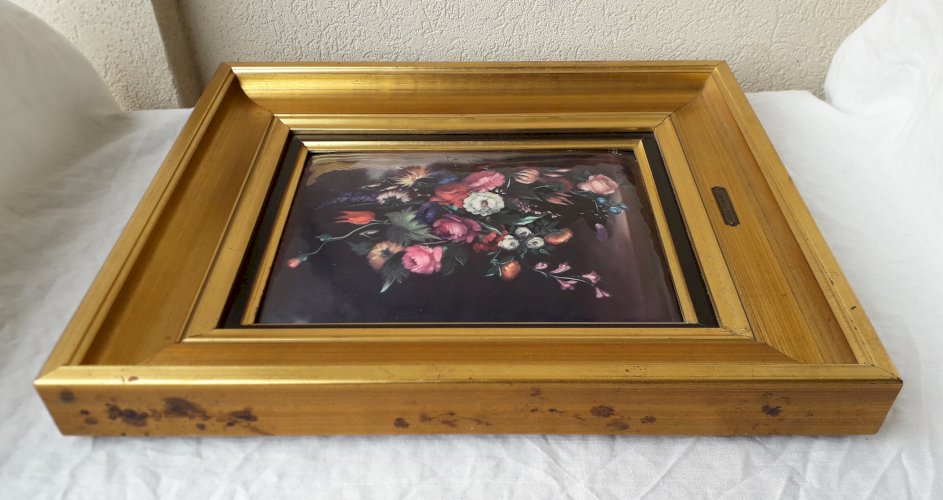 Tableau émaux fleurs Helca