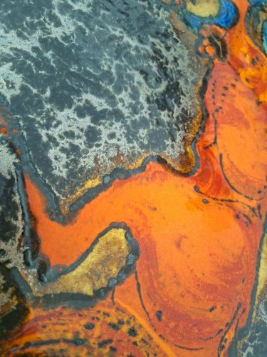 Tableau en céramique vintage, œuvre Ruscha Keramik 772