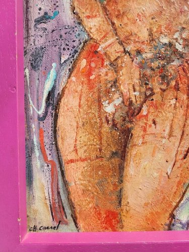 TABLEAU FEMME NUE SIGNE CH CARREL