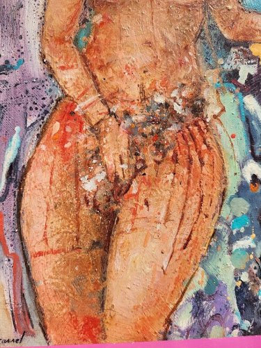 TABLEAU FEMME NUE SIGNE CH CARREL