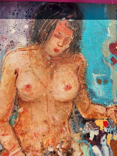 TABLEAU FEMME NUE SIGNE CH CARREL