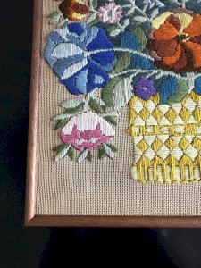embroidered flowers painting 1970