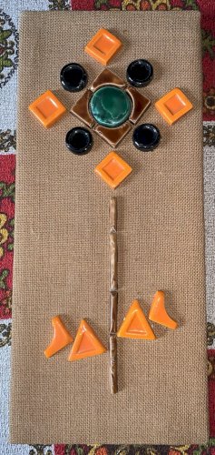 Tableau floral sculpture en céramique émaillée 1960's design scandinave