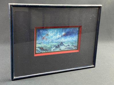 Tableau gouache Marine à la mer par tempête signée Schmitt