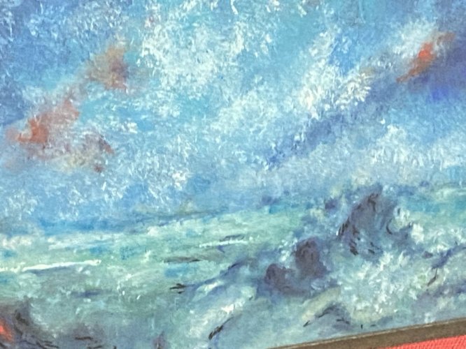 Tableau gouache Marine à la mer par tempête signée Schmitt