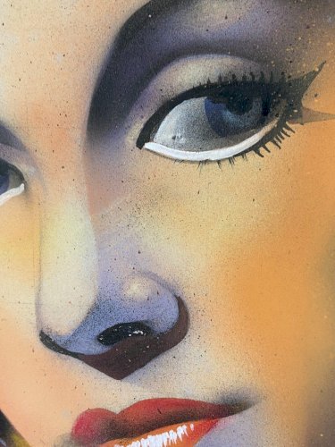 Tableau gouache signée Gourdou années 1930 portrait actrice cinéma français
