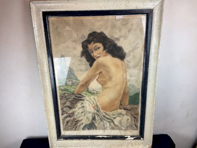 Old engraving painting to identify Portrait of a Woman Nude Erotic Art