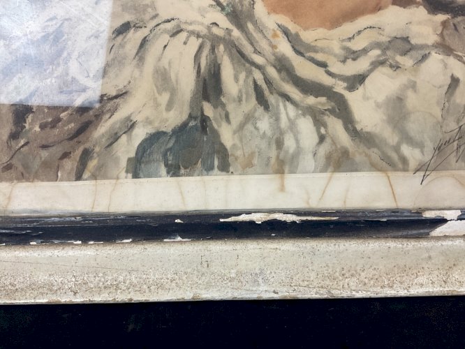 Tableau gravure Ancien à Identifier Portrait Femme Nu Nue Peinture Erotica