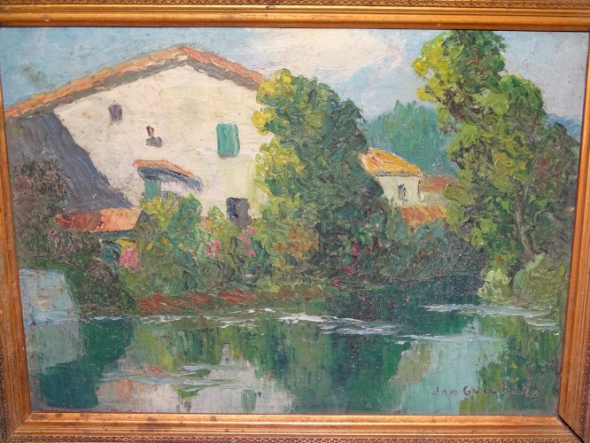 *TABLEAU HSP Signé JAN GUICHARD (1883-1963) Peinture PERIGOURDIN PAYSAGE