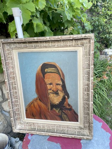 tableau huile sur panneau homme orientaliste orientalisme Algérie homme arabe