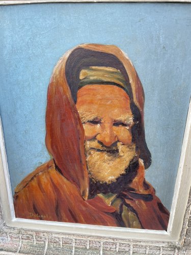 tableau huile sur panneau homme orientaliste orientalisme Algérie homme arabe