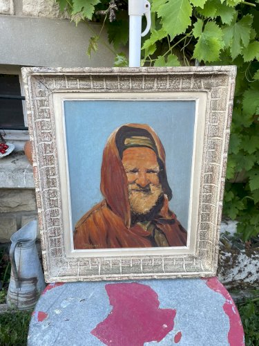 tableau huile sur panneau homme orientaliste orientalisme Algérie homme arabe