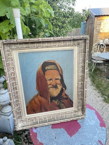 tableau huile sur panneau homme orientaliste orientalisme Algérie homme arabe