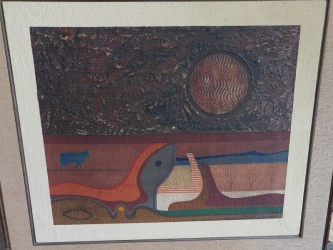 TABLEAU HUILE SUR PANNEAU TORO SIGNE