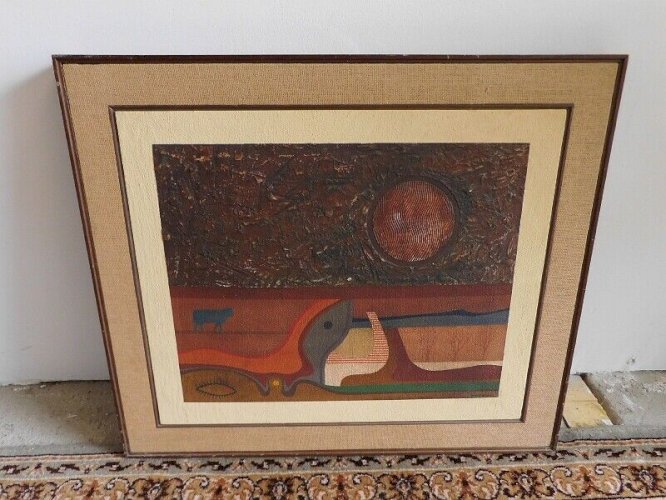 TABLEAU HUILE SUR PANNEAU TORO SIGNE