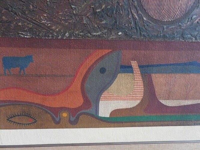 TABLEAU HUILE SUR PANNEAU TORO SIGNE