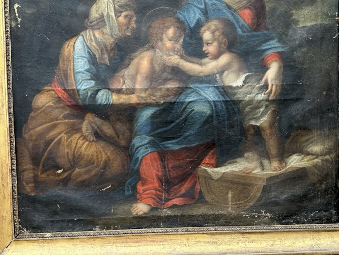 TABLEAU HUILE SUR TOILE 18ème Vierge à l’enfant et au petit Saint-Jean-Baptiste