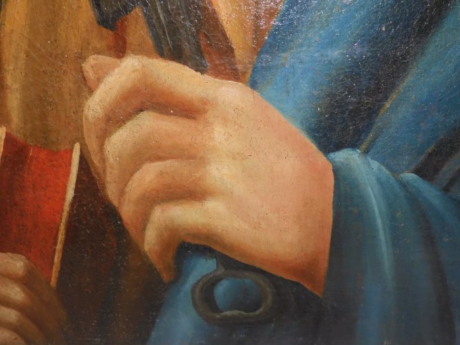 -TABLEAU HUILE SUR TOILE HST PORTRAIT ST PIERRE XVII/XVIIIe Réentoilé      D