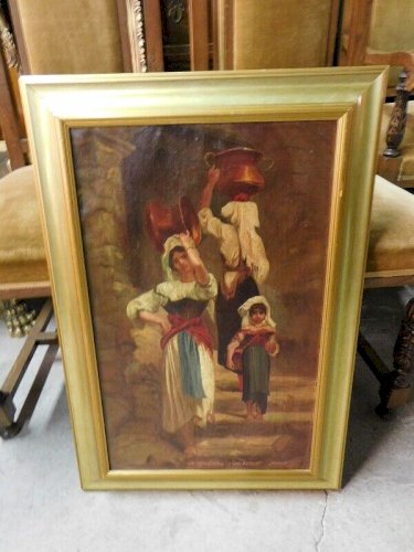 TABLEAU  HUILE SUR TOILE LES CERVAROLES D'APRES HERBERT JUVINF