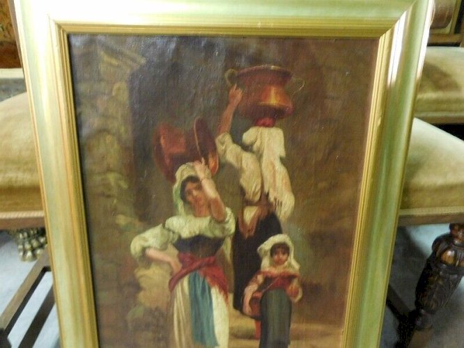 TABLEAU  HUILE SUR TOILE LES CERVAROLES D'APRES HERBERT JUVINF