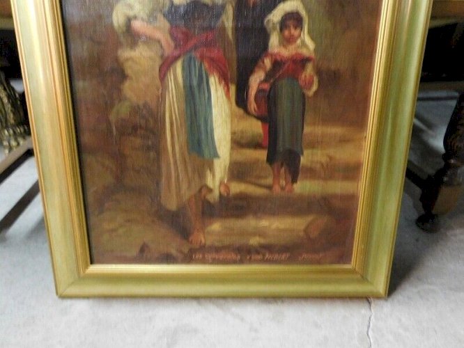 TABLEAU  HUILE SUR TOILE LES CERVAROLES D'APRES HERBERT JUVINF