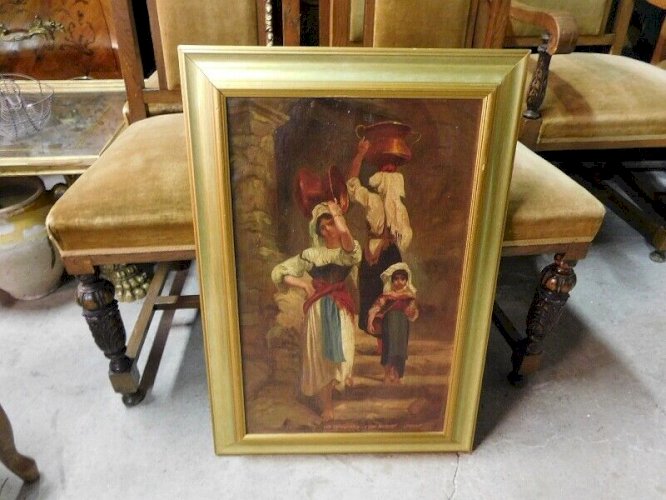 TABLEAU  HUILE SUR TOILE LES CERVAROLES D'APRES HERBERT JUVINF