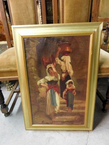 TABLEAU  HUILE SUR TOILE LES CERVAROLES D'APRES HERBERT JUVINF