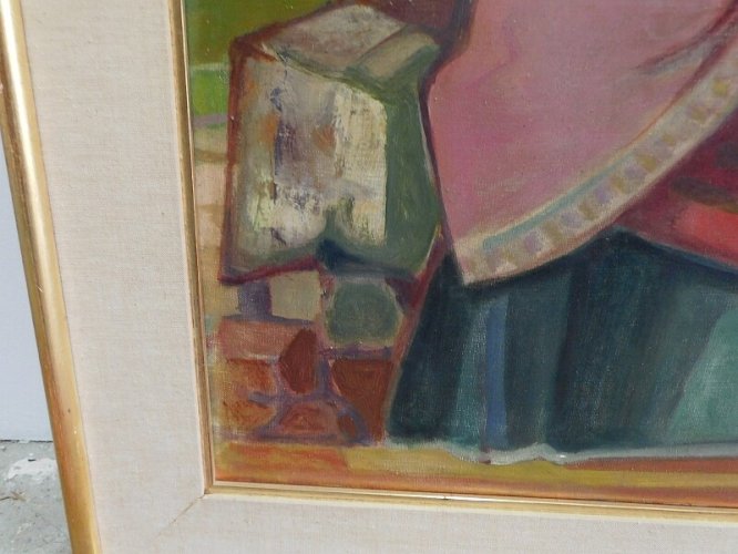 TABLEAU HUILE SUR TOILE SIGNE BERDIA MATERNIDAD COLLA