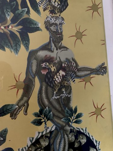 Tableau lithographie Jean Lurçat  l'homme fait son nid fragment copyright 1950's