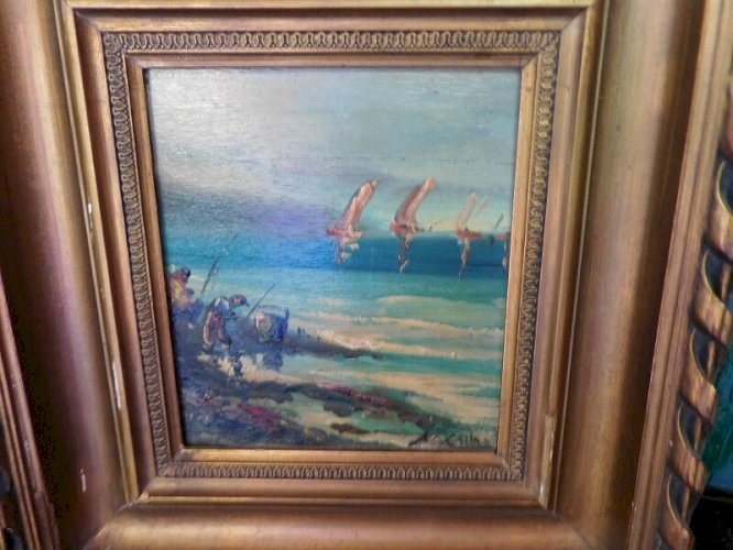 TABLEAU MARINE HUILE SUR PANNEAU N°8