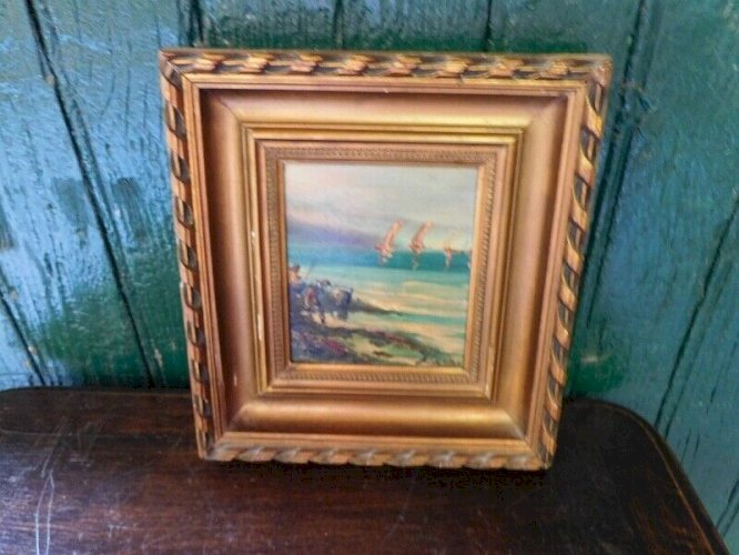 TABLEAU MARINE HUILE SUR PANNEAU N°8